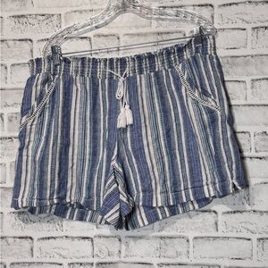 Briggs New York High Waist Blue Striped women’s Shorts size XL linen blend